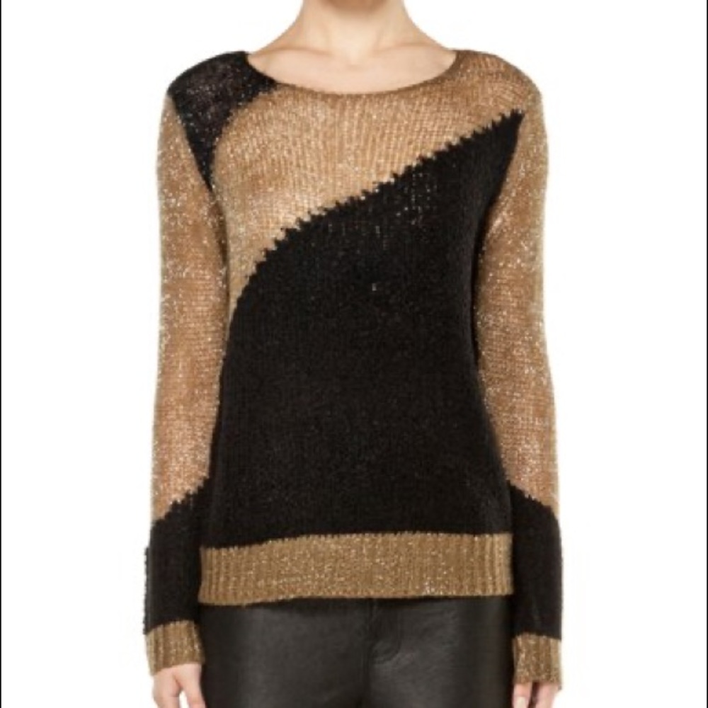 Alice + Olivia Opal Metallic Crewneck Sweater - S